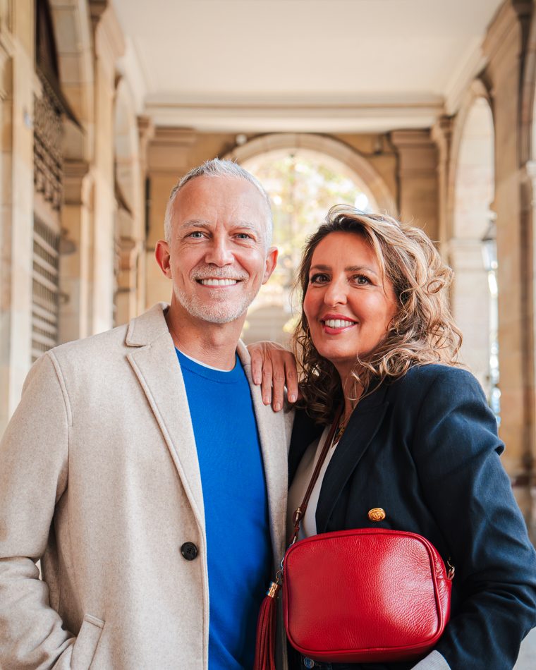 Attractive mature couple smiling together in a portrait